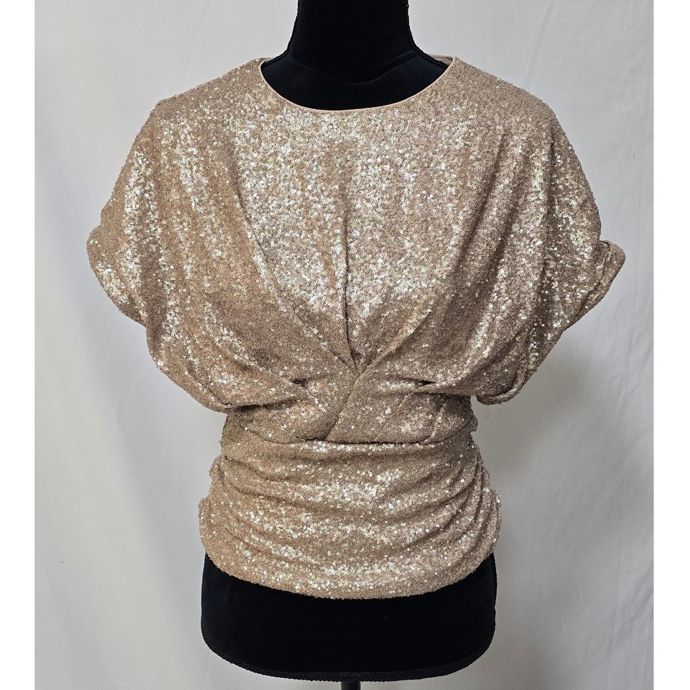 Y2K Express women XS dolman short sleeve sequence top coquette romantic